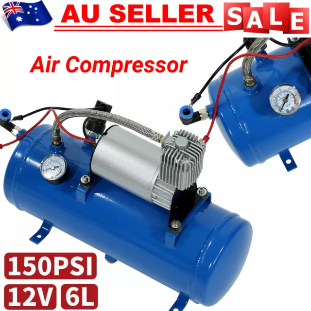 150PSI 12V Air Compressor with 6 L Tank Tyre Inflator Pump for Air Horn Truck AU