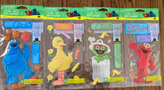 Ek Sesame Street Dimensional Stickers, Big Bird, Cookie Monster, Elmo, Oscar