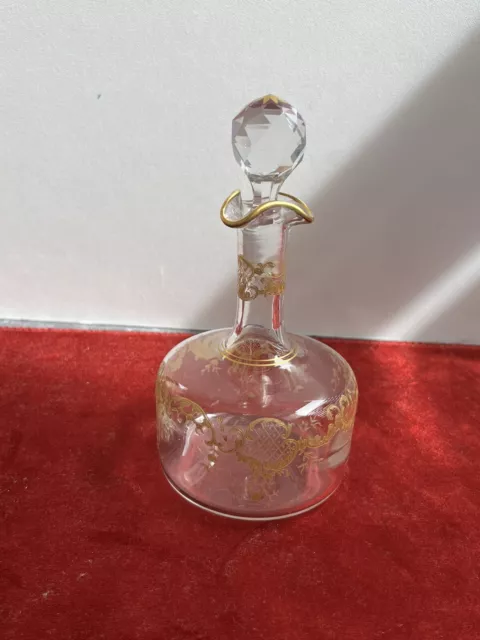 carafe à liqueur En Cristal Grave Doré Saint Louis Baccarat