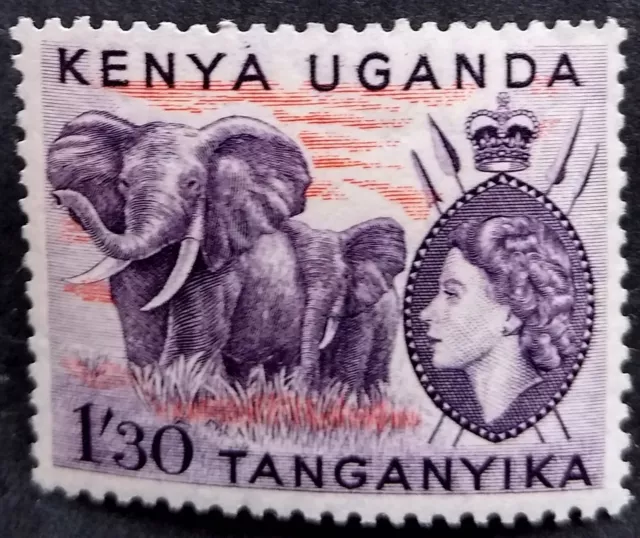 NICE KENYA UGANDA TANGANYIKA QEII SG176 1s30,DEP LILAC+ORANGE MLH STAMP 1954-59