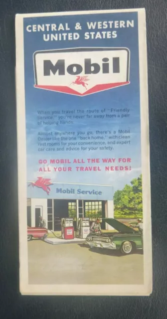 1964 Central & Western United States road map Mobil oil gas