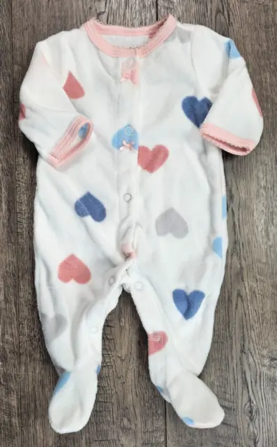 Baby Girl Clothes Carter's Preemie Fleece Hearts Footed Outfit