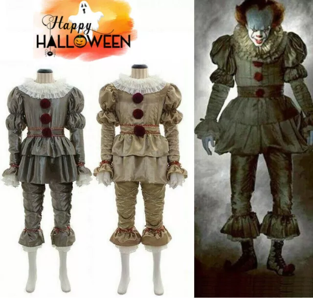 Pennywise It Scary Clown Movie Stephen King Horror Halloween Adult Joker Costume