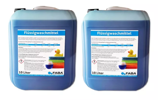 20 l Flüssigwaschmittel Konzentrat Vollwaschmittel 2x10 L blau inkl. Ausgießer