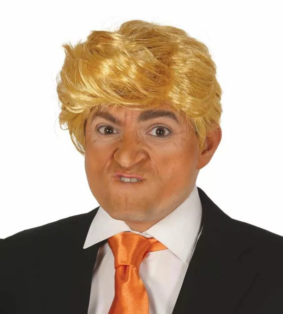 President Donald Trump Wig Blonde Hair USA American US Adult Mens Fancy Dress