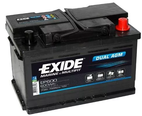 EXIDE DUAL AGM 12V 70Ah 760A AGM Starterbatterie EP600