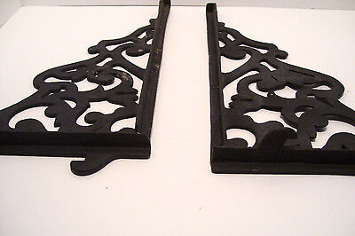 Vintage Pair Steel Shelf Brackets Lock In Type 12 x 14 Inches Victorian Style 3