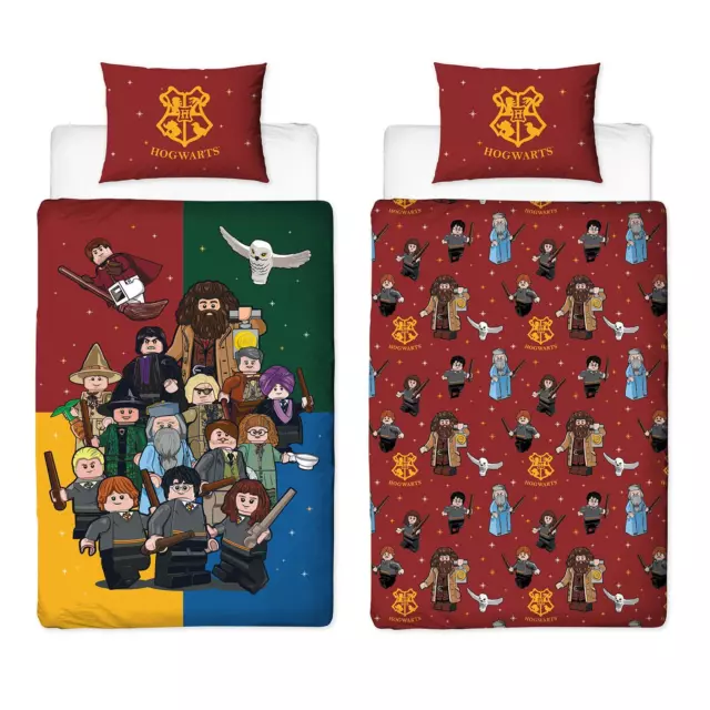 LEGO Harry Potter Housse Couette Simple Set Réversible Literie Wizards Couleurs