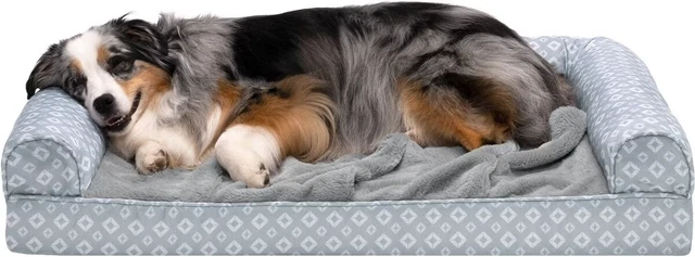 LYY Plush Fur & Diamond Print Nest-Top Orthopedic Sofa Cat & Dog Bed