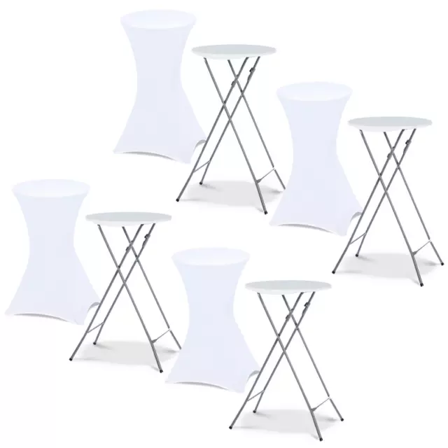 Lot de 4 tables hautes pliantes 105 CM et 4 housses blanches