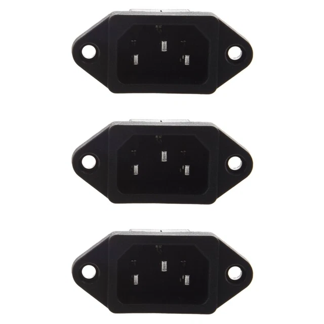 3X IEC 320 C14 Male Plug 3 Pins PCB Panel  Inlet Socket Connector T1N6