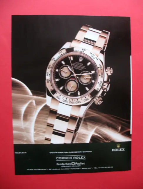 Publicite De Presse Rolex Montre Oyster Perpetual Cosmograph Daytona Ad 2009