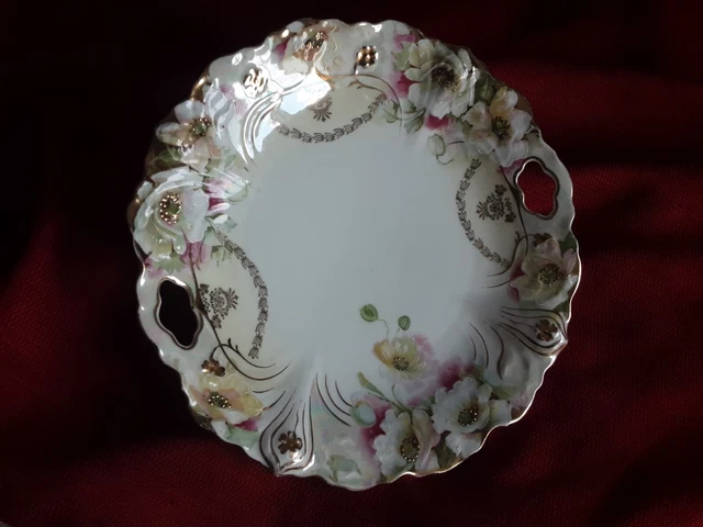 Antique  Serving Plate Victorian Style Hand decorated Unmarked