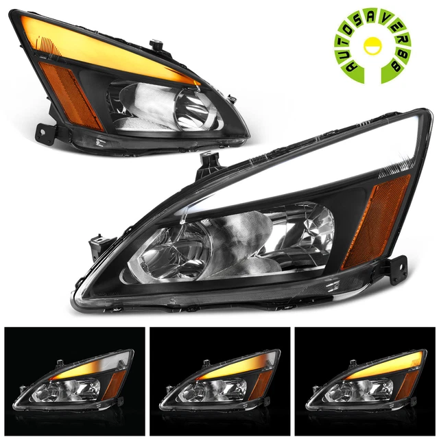 SWITCHBACK SEQUENTIAL LED DRL Headlights Fits 20032007 Honda Accord