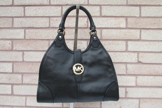 Michael Kors Hudson Black Leather Shoulder Bag Hobo Purse