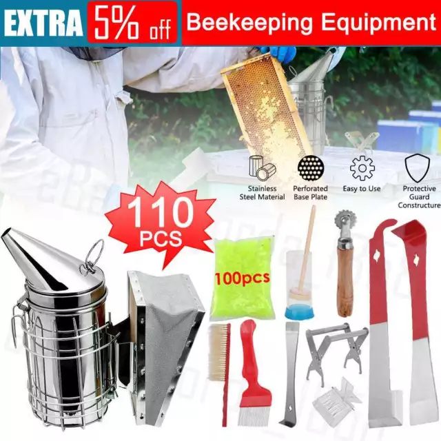 110x Beekeeping Bee Smoker Tamer & Heat Shield Protect Equipment Stainless Steel