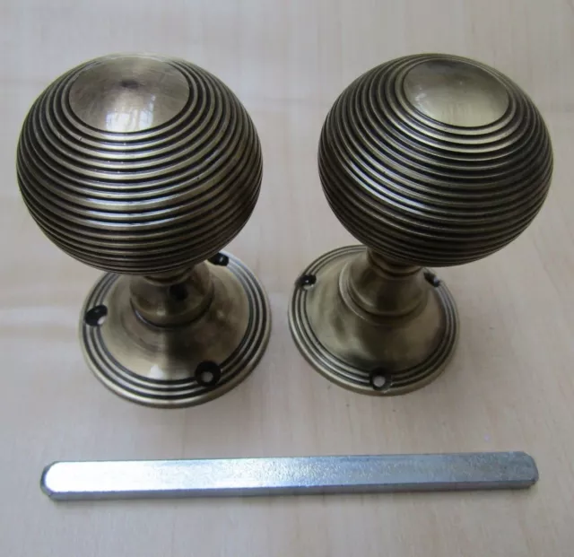 Solid brass old retro country style MORTICE KNOBS interior lever door handles