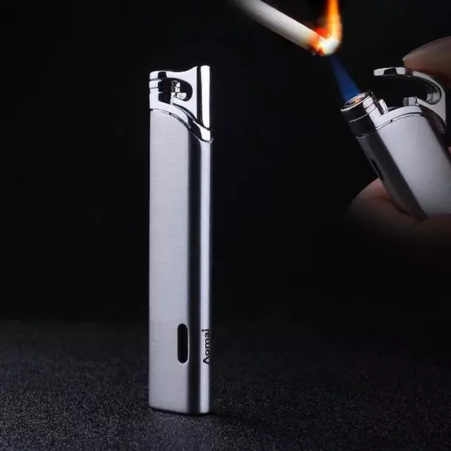 Ultra Thin Refillable Butane Lighter Small Metal Windproof Jet Torch Gas Lighter