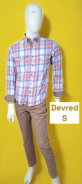Chemise Serge Blanco Manches Longues En Coton - Taille M, Carreaux Bleus Et Rouges Pour Homme