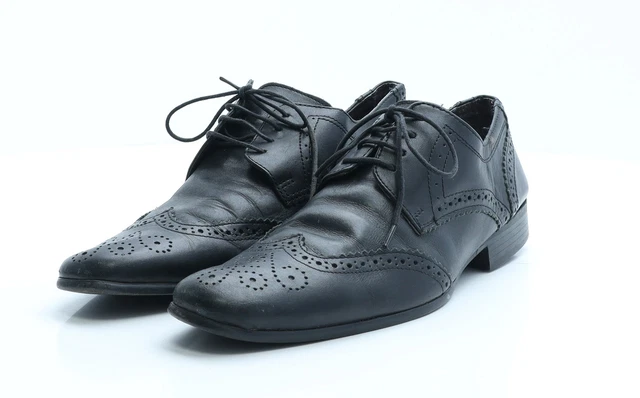 Abito Taylor & Wright da uomo nero poliestere brogue UK 8 EU 42