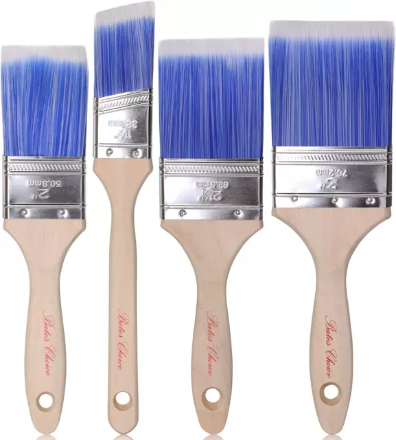 Bates Paint Brushes - 4 Pack Treated Wood Handle Professional Paint Brush Set US