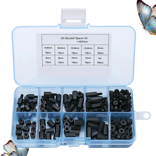 180 Pcs Prototyping-Zubehör Nylon-Sechskant-Abstandshalter Gewinde Single-Pass