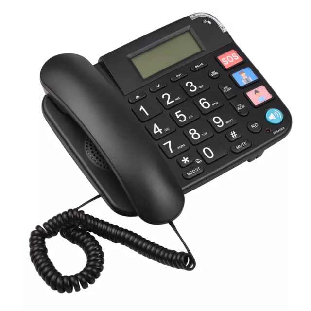 Black Corded  with Big Button Desk Landline   Support K2A4