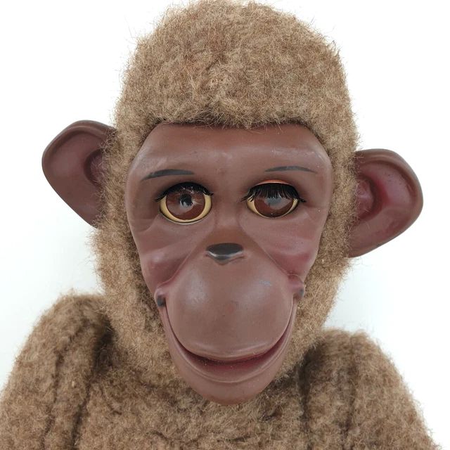 Vintage 60's/70's Jacko style jointed monkey 24" chimp plastic face hands & feet