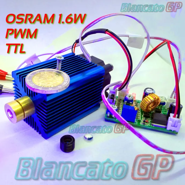 Module Laser 450nm 1,6W Diode Osram Punto Bleu Modulation Ttl et Pwm Gravure