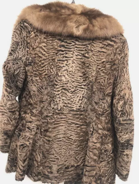 DESIGNER EVANS brown swakara ( lamb) w/ Russian Sable Fur collar coat ...
