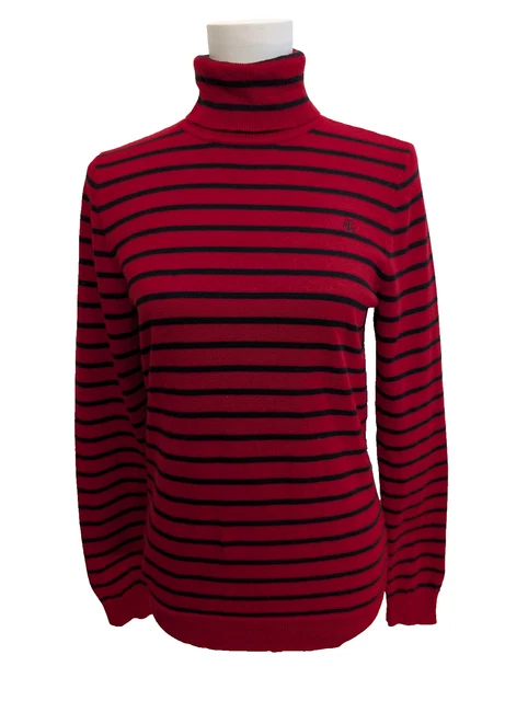Pull col montant marinière - Rayé marine