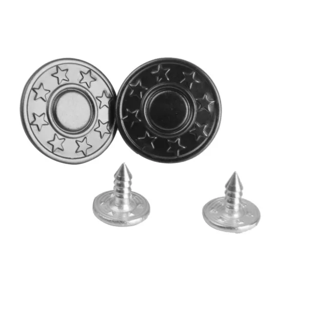 Boutons pression pour jeans anciens noir gun étoile en métal 50 sets 17 mm