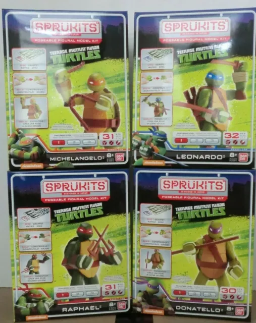 Sprukits Bandai Tmnt Teenage Mutant Ninja Turtles Figure Model Set Of 4 Lot Kit