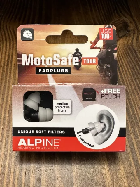 Alpine MotoSafe Tour Medium Hearing Protection Ear Plugs Noise Filters 17SNR