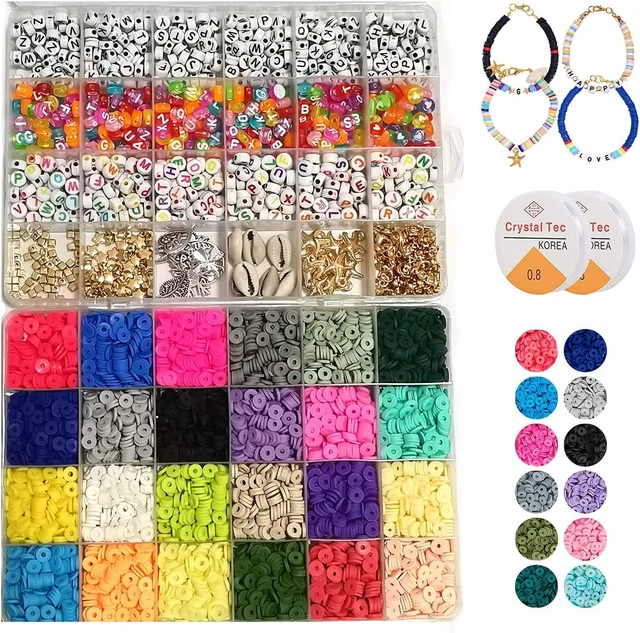 Clay Beads for Bracelet Jewelry Making Kit, 7100 Pcs Handmade Ceramic Soft Vinyl