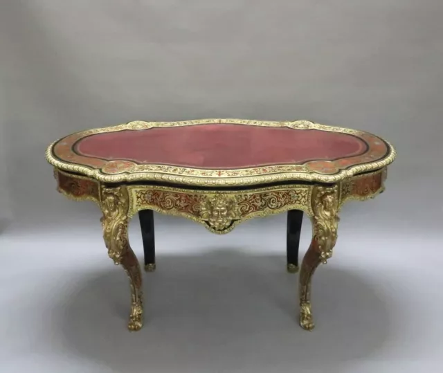 Antique Writing Table French Boulle Louis XV Style Bureau Plat Restored 2