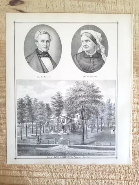 RESIDENCE OF RUTH M BECKWITH,PALMYRA,NY.VTG 1887 13.7" x 11.5 ART PRINT*EP7