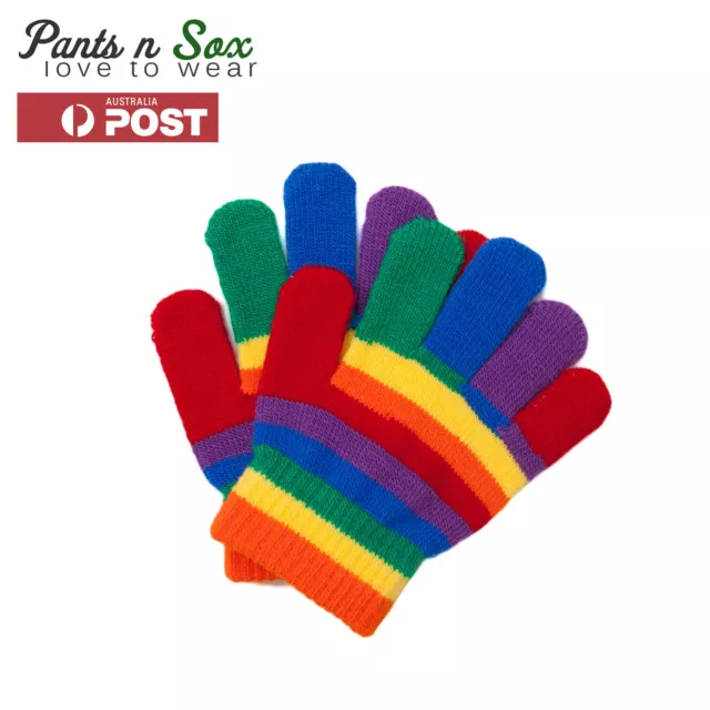 Kids Unisex Rainbow Knitted Winter Glove Boy Girl Children Winter 2-4 4-8 Years