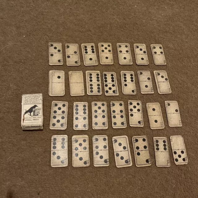 Pack 28 Of Vintage Carter’s Little Liver Pills Card Dominoes With Original Box!