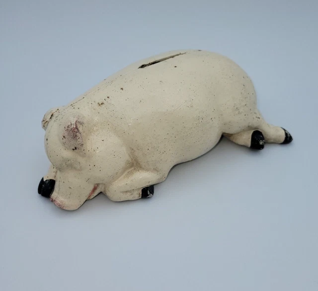 Antique Heavy Cast Iron Bank Sleeping Pig