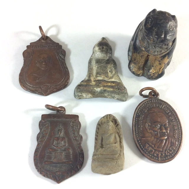 RARE 6 Thai Amulet Pendant Coins Magic Talisman Holy Old Coin Occult Powerful d8