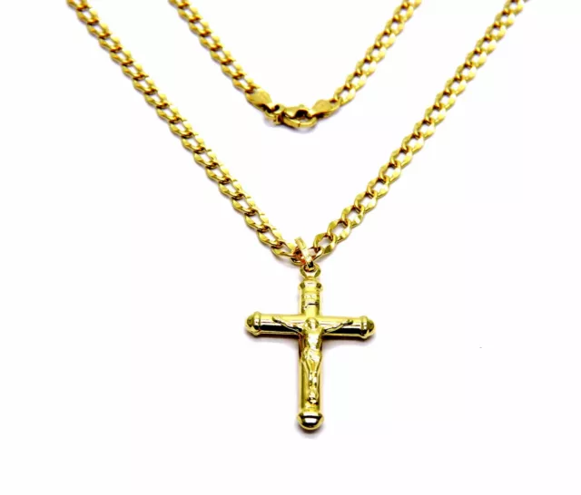 Collar de Hombre Oro Amarillo 18K 750 (1000) Cruz Cristo Tapas