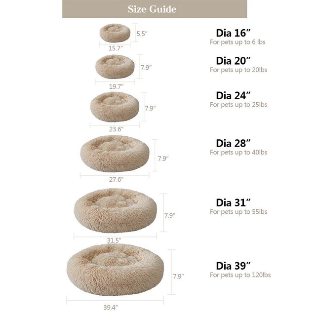 Pet Dog Cat Bed Donut Plush Fluffy Soft Warm Calming Bed Sleeping Kennel Nest 3