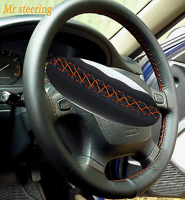 Fits Nissan Skyline R33 Real Italian Leather Steering Wheel Cover Orange Stitch
