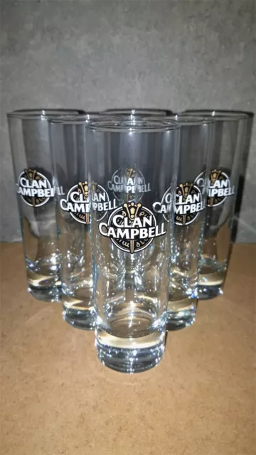 6 Verres Whisky Clan Campbell 22Cl Tubos Neufs, Logo Black 2