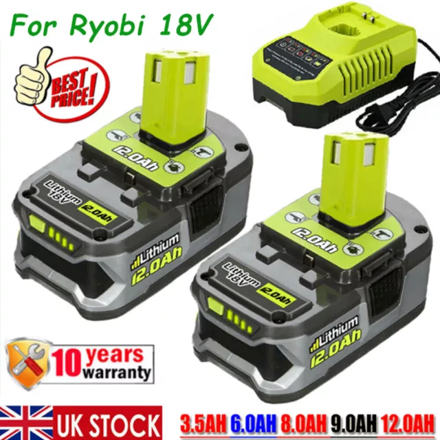2X For RYOBI P108 18V One+ Plus 12 AH High Capacity Lithium-ion Battery Charger