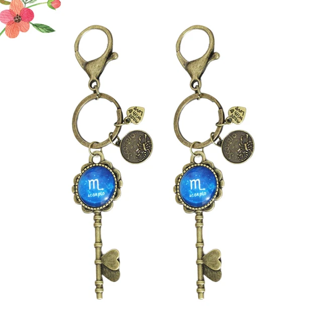 2 Pcs DIY Key Chain Accessories Time Key Holder Metal Button