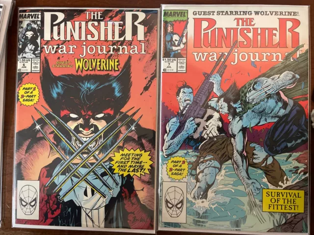 The Punisher War Journal #6 and #7 Marvel Comics 1989 Lot of 2 Books Wolverine