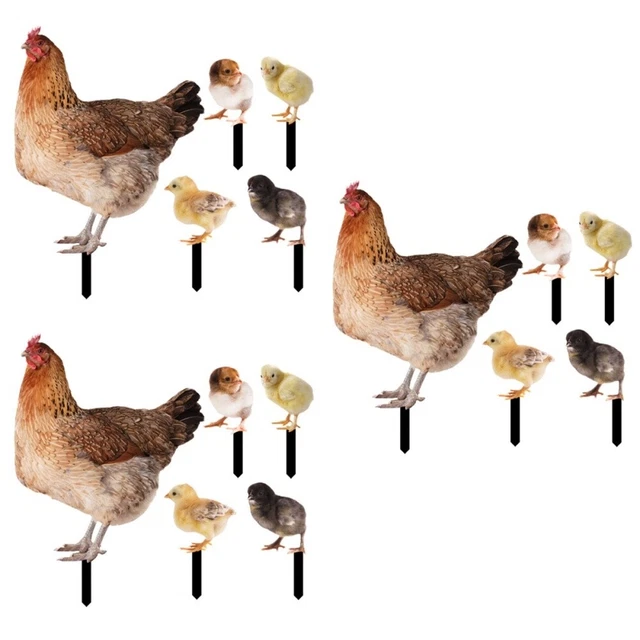 3 Sets Acrylic Hen Chick Lawn Garden Garden Chicken Sign rooster ornament