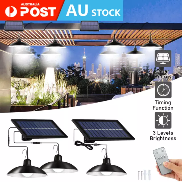 Solar Power Light Outdoor Hanging Pendant Garden Yard Tent Lamp Remote Control